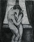 Edvard Munch Canvas Paintings - The Kiss 1895